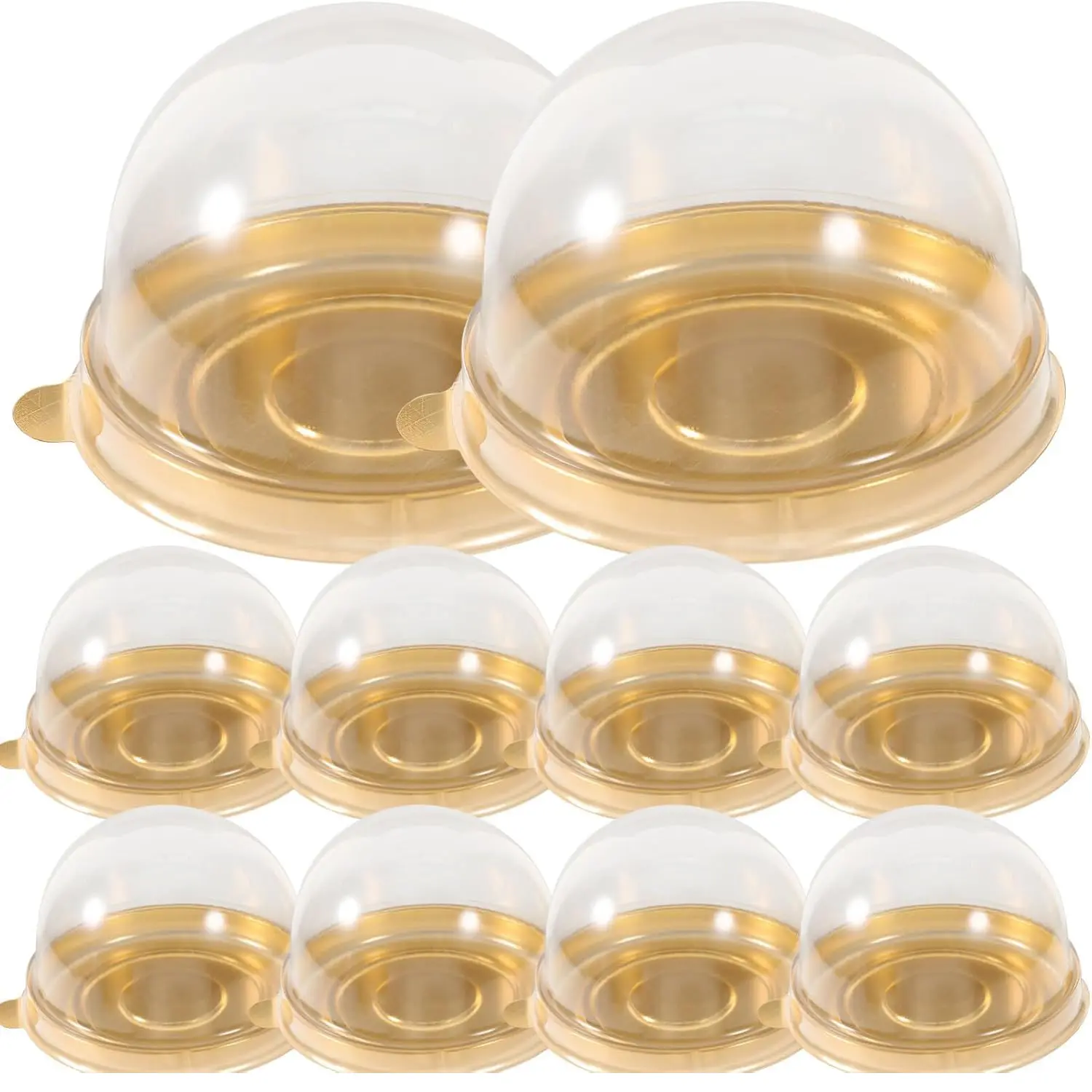 50pcs Lightweight Transparent Individual Plastic Cake Cup Containers with Dome Lids, Durable Bakeware - Easy Disassembly, Ideal for Mini Cakes, Desserts, Baking Parties Edible Packaging (Not Suitable for High-Temperature Use)