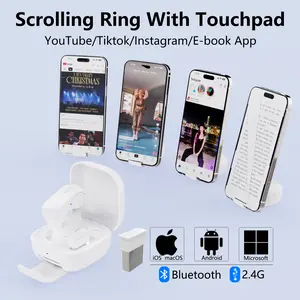 ZOZVO Remote Control Ring Mouse with Touchpad, Bluetooth/2.4G Wireless Scrolling Ring Air Mouse for Short Video, Page Turner for Kindle APP, Selfie and Video Remote For IPhone/IPad/Android/Tablet/Mac/PC/Laptop