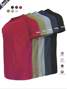 Reflective Sportswear T-Shirt, Breathable Quick-Dry Short Sleeve Crew Neck, Lightweight Men's Athletic Tee, Ideal for Outdoor Activities