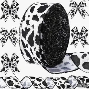 Wired Edge Cow Print Ribbon