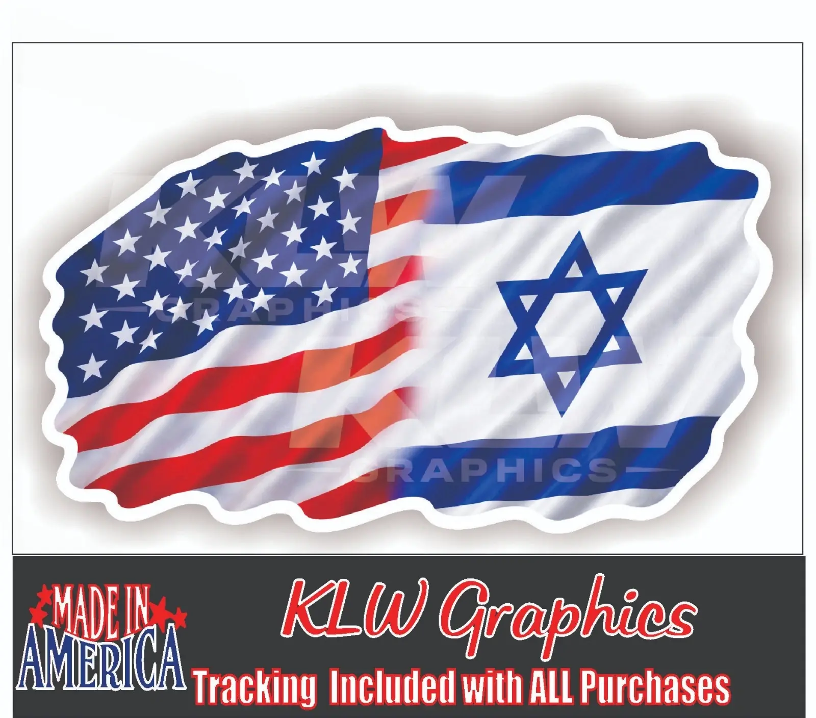 USA Israel Flag Full Color Decal Sticker American Israeli Flag Unity Vinyl Car Truck Window