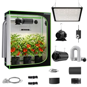 ALPHAGROW Complete Grow Tent Kit with 100W Full Spectrum LED Grow Light, 4 Inch Inline Fan Carbon Filter, 8FT Ducting and Speed Controller, 2x2 2x4 3x3 4x4 Indoor Greenhouse Tent Options