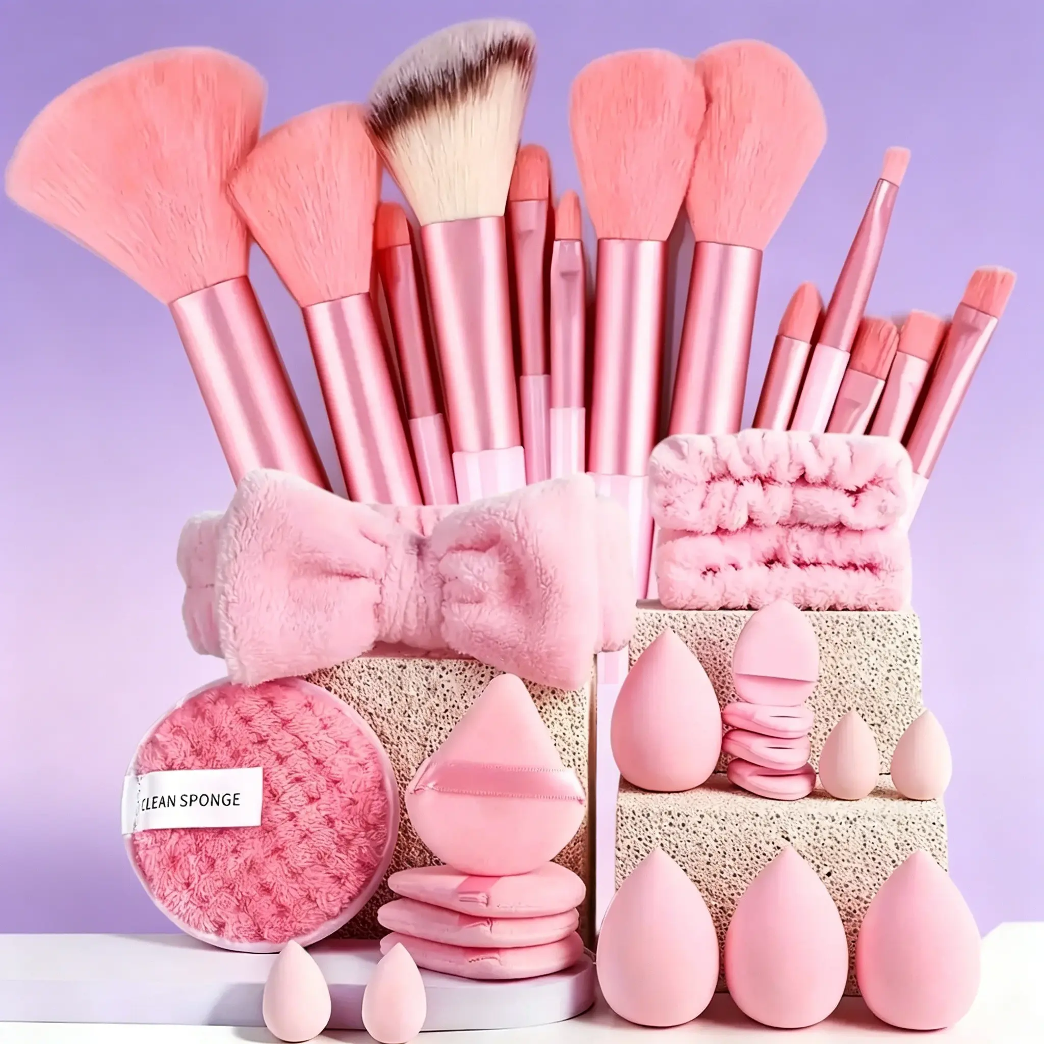 33-Piece Makeup Brush Set, Luxury Soft Synthetic Bristles, Multi-Use Foundation Blush Concealer Eyeshadow Brushes, Professional Daily Makeup Tools