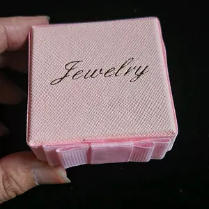 New Pink Bow Ring/Earring Jewelry Gift Box - Elegant Pink Ribbon Design for Delicate Accessories
