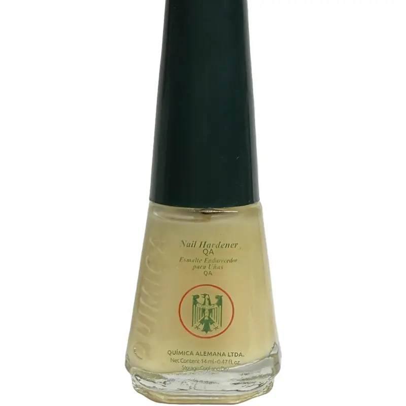 Quimica Aleman QA Formula Nail Strengthener Liquid Polish (0.47 oz/14ml) - Ethyl Acetate-Free, Nontoxic, Safe for Youth, Boosts Strong Healthy Nails, Prevents Peeling & Thinning, Durable At-Home Manicure Essential (Shake Well Before Use)