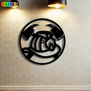 1pc Firefighter Axe & Helmet Metal Wall Art, Heroic Firefighter Statue Mural, Ideal Gift for New Year, Christmas, Firefighting Enthusiasts, Perfect for Garage Wall & Garden Fence, Unique Firefighter Themed Decor, Home Decor Accessory