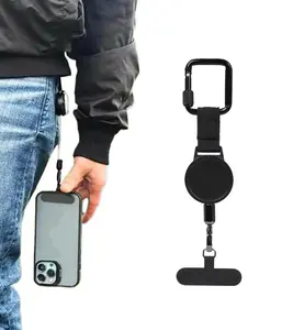 Anti-Theft Cell Phone Lanyard, Phone Strap with Retractable Steel Line, Universal Locking Carabiner Phone Crossbody Strap for Phone Case ID Holder Keys Phone Accessories Travel Essential 1pc
