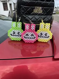 Labubu Doll Hook - Cute Doll Key Chain - Beaded Doll Keyholder - Multicolor Beaded Design - Perfect for Bags and Accessories