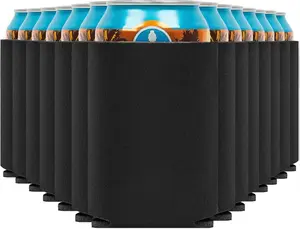 Blank Beer Can Coolers Sleeves (30-Pack) Soft Insulated Beer Can Cooler Sleeves - HTV Friendly Plain Black Can Sleeves for Soda, Beer & Water Bottles - Blanks for Vinyl Projects Wedding Favors & Gifts Drinkware Beach