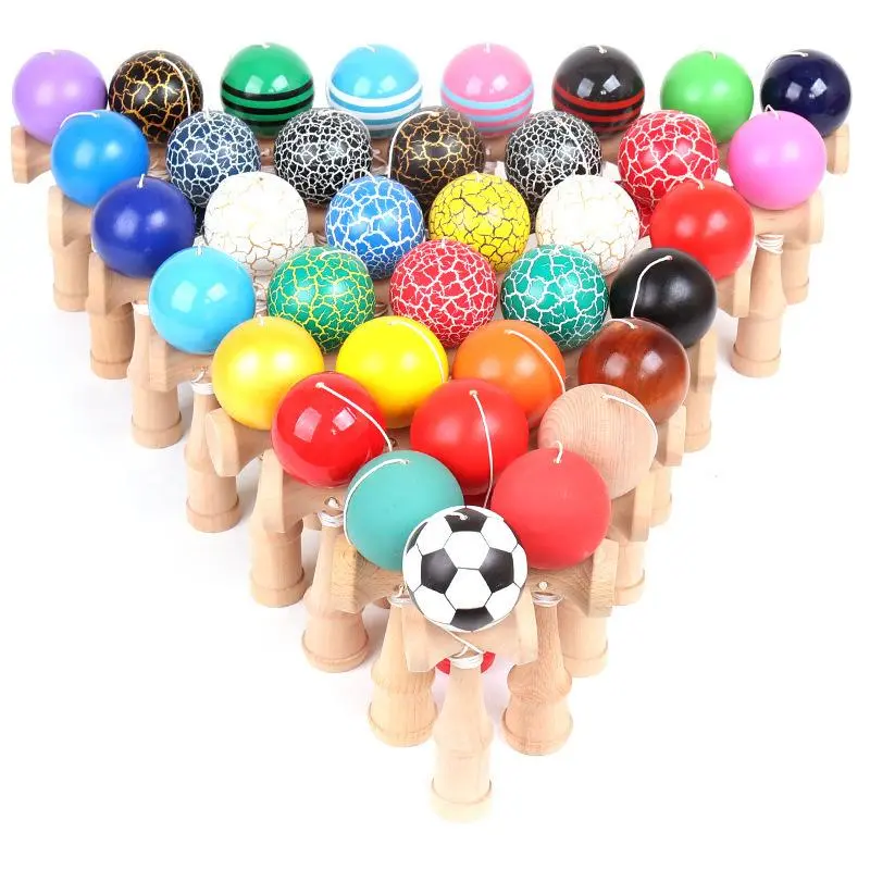 Fun wooden skill ball toy, cracked sword ball, kendama, traditional educational toy for children.