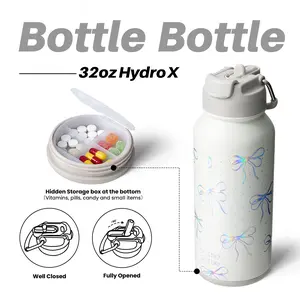 BOTTLE BOTTLE 32oz Stainless Steel Insulated Water Bottle with Built-in Storage – Leakproof, Dual Straw & Sip Lid, Carry Handle, Non-Slip Base, 24H Hot & Cold