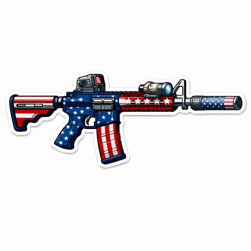 American Flag AR 15 Sticker Car Bumper Gun Decal .556 Tactical Military Waterproof