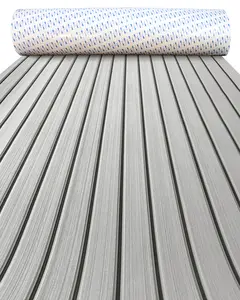 KXKZREN EVA Foam Boat Decking Sheet Faux Teak Marine Flooring with Authentic 3M Adhesive Backing Non-Slip Waterproof Deck Mat for Yacht RV Kayak & Boat Accessories Easy DIY Install boat deck carpet