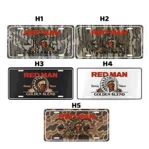 [VINTAGE AMERICANA] RED MAN Chewing License Plate - Old School Camo & Bottomland Edition - Premium Aluminum Farm Life Car Tag - Hunting & Outdoor Car Accessory - 6x12 Inch