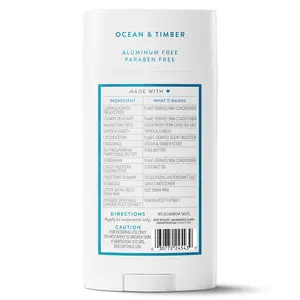 Native Aluminum Free Deodorant, Ocean & Timber, Large Size Stick, 72 Hour Odor Control, for Women & Men, Contains Naturally Derived Ingredients, 3.1 oz
