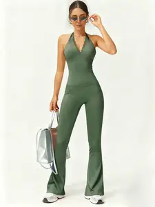 Women's Patchwork Lace Bodysuit, Slim-Fit Sleeveless Yoga Top, Sporty Elastic Pants for All Seasons, Ideal for Fitness & Daily Wear