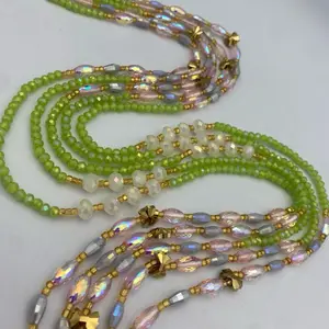 Lime Green Crystal Waist Beads (45”)  | Tie-On | African Waist bead | Luxury | Price Per Strand | Add to Cart Now