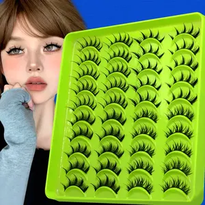 GROINNEYA 20 Pairs Wet Look Eyelashes Manga Style Eye Lashes Anime Spiky False Lashes C Curl Fake Eyelashes Wispy Faux Mink Eyelashes Fluffy Soft, Lightweight Lashes, Enlarge Eyes, Suitable For Party And Cosplay, Reusable, Vocation Gift