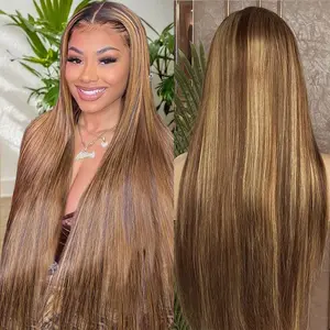 Honey Blonde HD Lace Front Wig Human Hair 13x4 Straight Lace Front Wigs 180 Density Human Hair Ombre Highlight Lace Front Wig Human Hair Pre Plucked 427 Colored