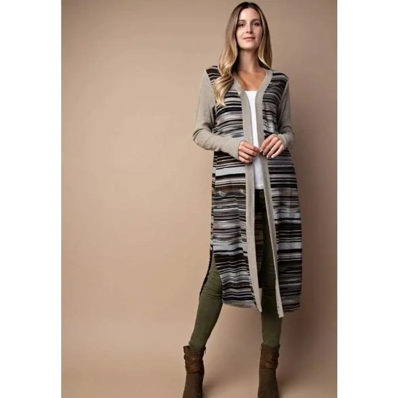 Kori Sequin Elbow Patch Cardigan - Sage Mix