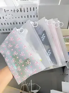Large Bow Pattern Reusable Eva Zipper Bags, Waterproof & Translucent Design, Ideal for Organizing Clothes & Accessories, Space Saving Bags, Zippered Storage, Storage Bag, Organizer Pouch, Zipper Pouches