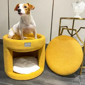 Design soft dog bed chair,solid wood lambswool design breathable dog bed,indoor use pet supplies for small dog