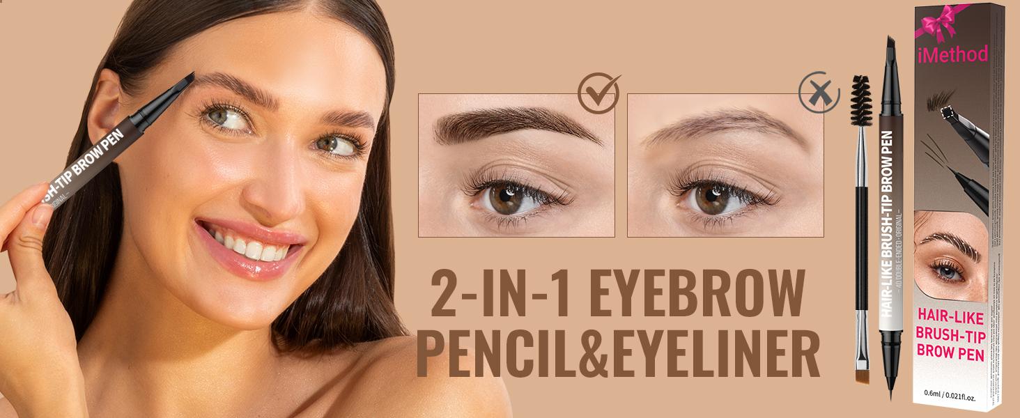 iMethod Original 4D Brush Tip Waterproof Microblading Eyebrow Pen, 2-in-1 Dual-Ended, Natural Hair-Like Strokes, Long-Lasting iMethod Original 4D Brush Tip Waterproof Microblading Eyebrow Pen, 2-in-1 Dual-Ended, Natural Hair-Like Strokes, Long-Lasting