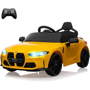 GARVEE 12V Licensed BMW M4 Electric Ride On Car for 37-83 Months Olds, Remote Control, Suspension System, 3 Speeds, Bluetooth MP3, Double Doors, LED Lights (Yellow, White, Red, Black, Blue)