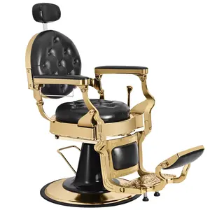 Vintage Barber Chair for Barbershop, Heavy Duty 360° Hydraulic Recline Salon Chair with Adjustable Headrest and Footrest, Supports Up to 700lbs, for Hair Beauty Stylist Tattoo