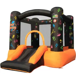 Kidz Rock Bounce House with Lights and Sound Interaction Inflatable Bouncer, 9 ft L x 7 ft W x 5.5 ft H, Music and Lights for Kids Play, Blower Included, Netted for Safety, Fun for Kids