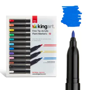 PRO Acrylic Paint Markers - 1mm Fine Tip - 12 Classic Colors