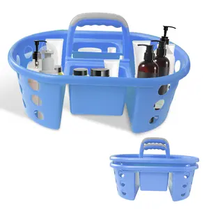 SIMPLYKLEEN Large Shower Caddy Portable 2PC Made in USA Plastic Jumbo Size Dorm Storage Candy Tote with Handle Shower Organizer for Bathroom Pantry Kitchen College Dorm Periwinkle Blue