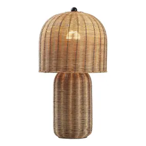 Minna 22.5" Modern Coastal Woven Rattan Arched LED Table Lamp Minna 22.5" Modern Coastal Woven Rattan Arched LED Table Lamp