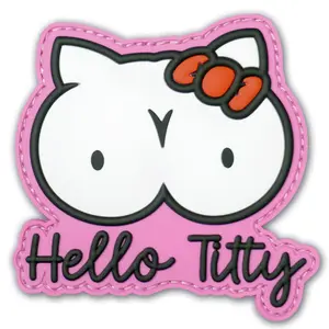 Naughty Kitty Parody PVC Patch for Tactical Gear - Durable Hook Backing - Humorous Accessory for Vests, Bags & Jackets
