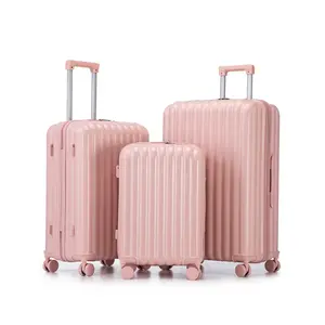3-Piece ABS Luggage Set, 20/24/28'' Lightweight Durable Suitcases with Spinner Wheels, Cup Holder, USB Port & Phone Holder – Perfect for Travel & Vacations