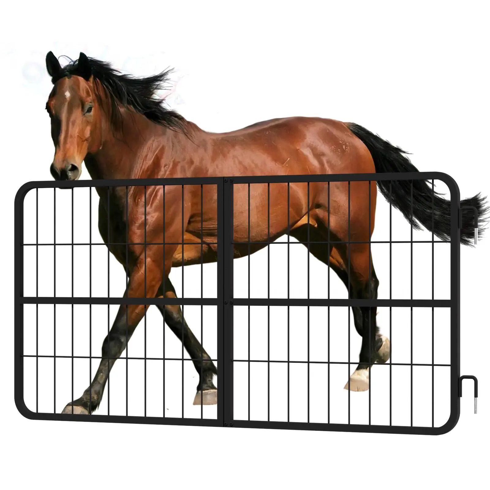 48"x24" Heavy-Duty Steel Stable Door Stall Guard Gate, Yoke-Style Front Design, Adjustable Height, Durable Hinges for Horse Barn, Equestrian Use, 48" X 24", Heavy-Duty Hinges