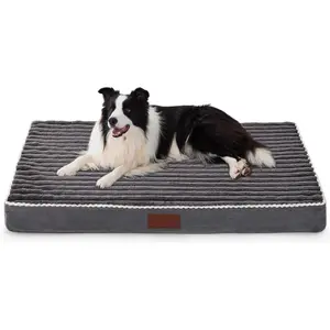 XL  Crate Bed for  Dogs -  Puppy Bed for 42 Inch Kennel with Removable Washable Corduroy Cover,  Support with Egg Crate  Filling, Grey
