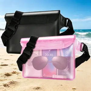 2 Pack IP68 Waterproof Fanny Pack, Floating Touchscreen Dry Bag, Adjustable Waist Pouch for Beach, Kayaking & Water Sports