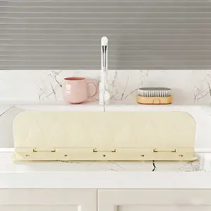 Fold-Down Splash Guard and Storage Rack: 2-in-1 Multi-Functional Kitchen Countertop Splash Guard and Storage Solution Interior White