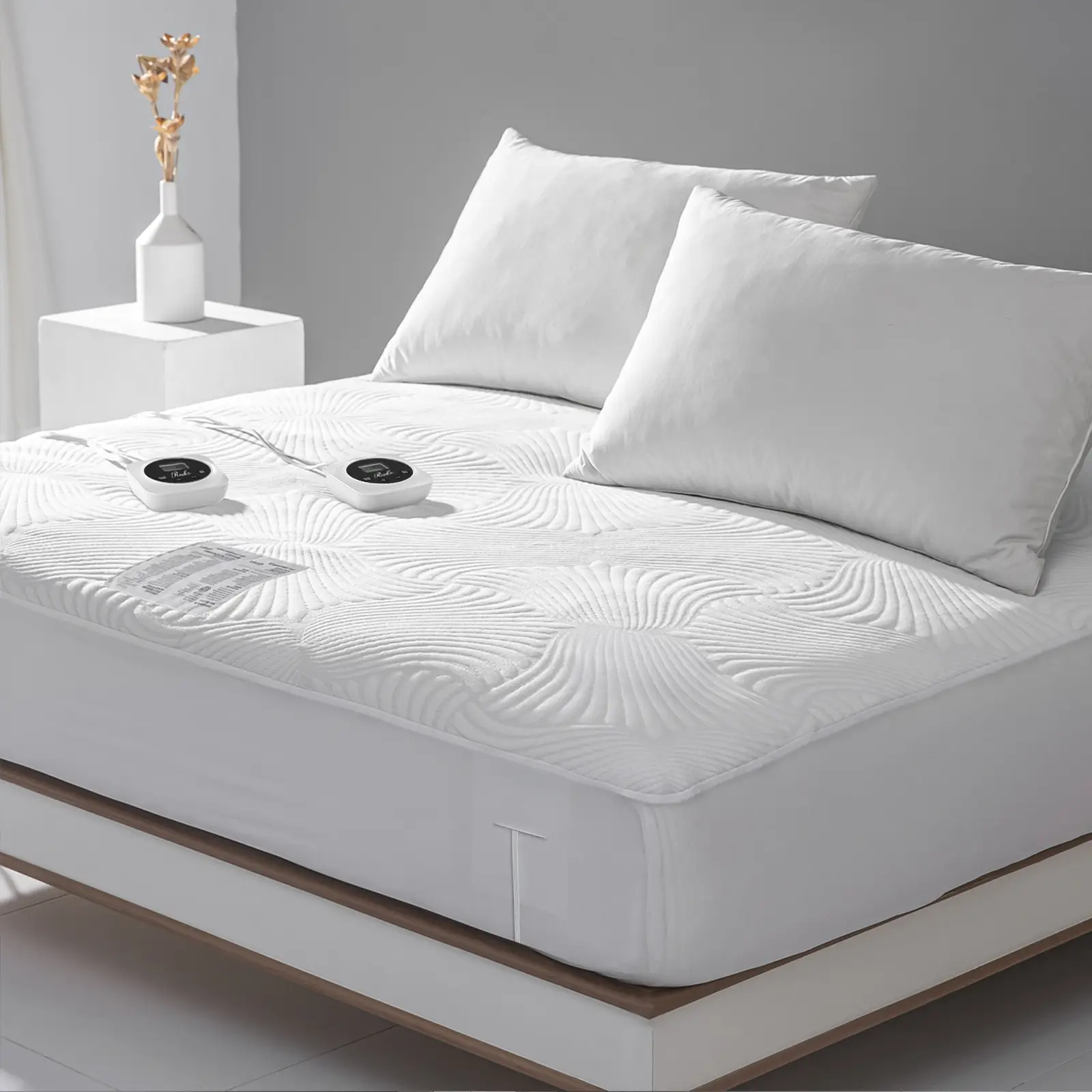 Reaks Electric Heated Mattress Pad 10 Heat Settings, Bed Warmer with Digital Controller, Memory Timer for 1-12 Hours Auto Off, Lighted Button