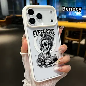 Magnetic Phone case for iPhone 17 16  Pro Max Plus 15 14 13 12 11 Air E Skeleton with Style Pattern Non-Yellowing Shockproof Soft Silicone Transparent Acrylic Cover Supports Wireless Charging