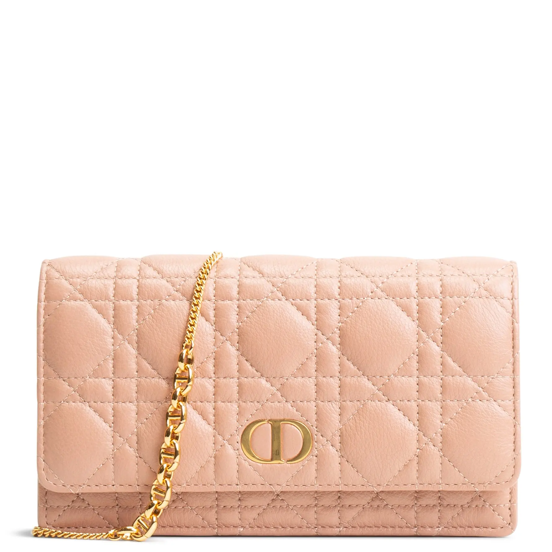 Pre-owned Dior Cannage Stitched Calfskin Leather Crossbody Bags Caro Pouch w/ Chain