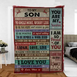 Modern Christmas Print Fleece Sherpa Blanket for Son or Grandson - Soft and Cooling Material - Christmas Blanket