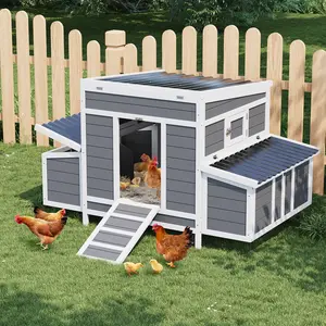 Outdoor Wooden Poultry Cage, Spacious Chicken Coop Suitable for 4-6 Chickens, Equipped with 6 Nesting Boxes, Built-in Ramps and Removable Tray - Ideal for Rabbits and Small Livestock