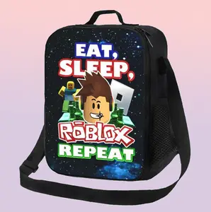 Roblox Theme Lunch Bag Classic Reusable Heat Insulating and Fresh-Keeping, Durable Oxford Cloth, Suitable for Schools and Game Enthusiasts, Adjustable Printed Lunch Bag