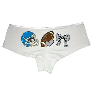 Football Mom Boyshort Panties, Detroit Cheer Mascot Bow Design, Coquette Aesthetic, Personalized School Name & Colors, Cute Women's Football Season Underwear, Perfect for Game Day, Support Your Team with Style & Comfort Womenswear