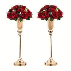 New 2 Pcs 22.5"/ 32.5" Height Versatile Metal Wedding Centerpieces Vase Gold/Silver Metal Trumpet Vase Road Lead for Wedding Party Dinner Centerpiece Event for Birthday Event Aisle Home Decoration Ornaments