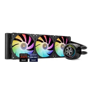 Vetroo R360 Liquid CPU Cooler, Replaceable Cover Design, 3x120mm ARGB & PWM Fans, Low-Noise Operation, 360mm Radiator 330W TDP, Controller Hub Included, for AMD AM5/AM4 & Intel LGA1851/1700 - Black