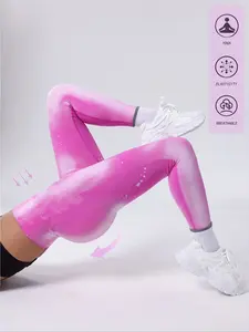 Women's Seamless Yoga Fitness Leggings, High Waisted Leggings, Solid Sports Leggings, High Waist Tight-Fitting Sports Pants, Comfortable Workout Bottoms, Perfect for Gym & Daily Wear