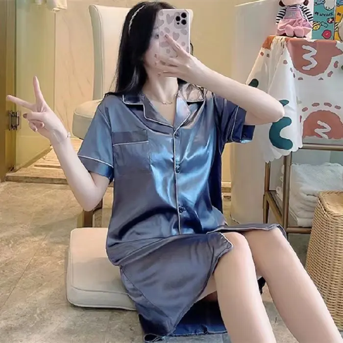 Short sleeved skirt   Mist blue